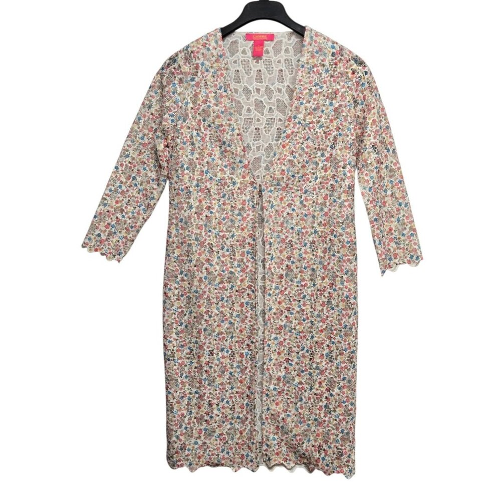 Catherine Malandrino Size 2 Duster Cardigan Ditsy Floral Lace Whimsical